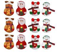 BUZIFU Porte-Couverts de Noël,12 Pack Neige/Santa Clause/Elk Noël Titulaire d'Couverts Poche Couteaux Fourchettes Cuillère Sac de Vaisselle De Noël Couverts Titulaire pour Decoration Noël Table