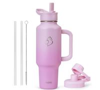 BUZIO Bouteille d'eau de 1 200 ml compatible avec porte-gobelet, gobelet isotherme avec poignée, bouteille d'eau avec couvercle pour les boissons chaudes et froides, tasse de voyage à large goulot