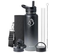 BUZIO Bouteille Inox Isotherme 1180ml Bouche Gourde Sport Étanche Bouteille d'eau sans BPA Isolation sous Vide en Acier Inoxydable à Double Paroi, Noir Gris