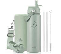 BUZIO Gourde isotherme 0.7L acier inoxydable, couvercle paille-bec verseur | Gourde métallique avec sangle, garde froid 48h et chaud 24h. Étanche, sans BPA, idéale pour gym, voyage et sport