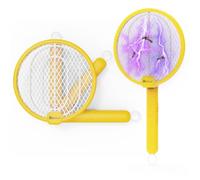 Buzzeap Raquette Électrique 2 en 1 Anti-Mouches - Tapette Électrique Rechargeable USB Pliable avec Piège UV, Haute Tension pour Intérieur/Extérieur