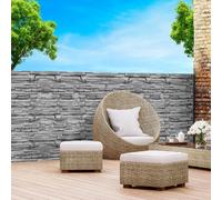 IDMarket – Brise vue occultant 1,8 x 10 m motif pierre grise 160 gr/m²