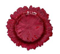 Bvdfgk Assiette Plate Décorative de 33 Cm en Verre, Style Occidental, Idéale pour Les Réceptions, Rouge