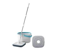 Bvdfgk Ensemble Balai et Seau Système de Lavage Microfibre Balai Plat Rotatif Tête Pivotante Fonction Pulvérisatrice Adapté Au Nettoyage Domestique Entretien, avec 2 Tampons de Vadrouille