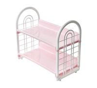 Bvdfgk Étagère de Rangement de Table, Porte-épices de Cuisine, Légère, Peu Encombrante, étagère à Double Niveau, étagère pour Maquillage et Papeterie, Rose