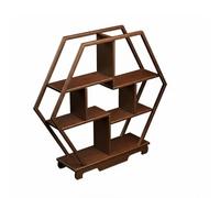 Bvdfgk Étagère d'Exposition pour Rangement Organisateur Présentoir à Plantes Support pour Objets Précieux en Bois Solide avec Base Épaisse Adaptée au Salon, Grand Modèle, Six-Six Grande Prospérité
