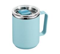 Bvdfgk Gobelet Isotherme Tasse Café Mug Acier Inoxydable Double Paroi avec Poignée Couvercle Glissant Antifuite pour Femmes Hommes Adapté Bureau, Bleu clair