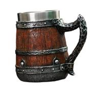 Bvdfgk Mug à Bière Baril Résine Bois Tasse Cocktail Poignée Double Paroi Boisson Chaude Froide Style Vintage Adaptée Homme Restaurant Salon Bureau, a