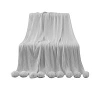 Bvdfgk Plaid Tricoté, Couverture Douillette et Légère à Pompons, Cadeau En Forme de Boule, Couverture Décorative, 100 Cm X 105 Cm, pour Salon, Canapé, Adulte, Gris