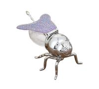 Bvdfgk Pot à Forme D'abeille, Distributeur de Sirop En Verre, Sucrier Original pour Décorer La Table Lors de Dîners à La Maison Ou de Fêtes, Argent Violet