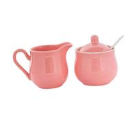 Bvdfgk Sucrier, Pot à Crème, Sucrier et Crémier En Céramique avec Couvercle et Cuillère. Construction Robuste En Céramique, Idéal pour La Cuisine, Le Café Ou, Rose
