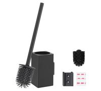 BVL Brosse WC et Support pour Cuvette WC avec poignée en Acier Inoxydable Fixation Murale Noir