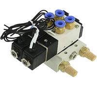 BVUYQAPIG Électrovanne pneumatique Double DC12V 24V 4V110-06 Ensemble de Base Montage Rapide Silencieux soupape électromagnétique AC110v 220v utile(10mm Fittings,DC12V)