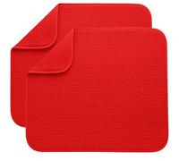 BW&HM Tapis de séchage en Microfibre Tapis égouttoir vaisselle Absorbant Séchage Rapide Pour Cuisine 40 x 46 CM Lavable en Machine Lot de 2 Rouge