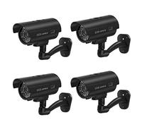 BW Lot de 4 caméras de sécurité factices CCTV, utilisation en intérieur et extérieur, LED clignotante