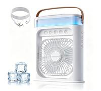 Bwaliffury Climatiseur Mobile Portable, 4 en 1 Refroidisseur d'air, Mini Climatiseur Portable 500ML, USB Ventilateur 3 Vitesses, 3 Modes de Brume, 7 Veilleuse, 1-3H Timer, pour Maison et Bureau