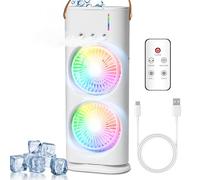 Bwaliffury Climatiseur Mobile Rafraîchisseur d’Air, Mini Climatiseur 4 en 1, Ventilateur USB avec 3 Vitesses & 3 Modes Brume, Refroidisseur d’Air Silencieux avec LED 7 Couleurs pour Bureau, Maison