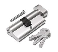 Bwintech 1 Cylindre en Laiton Euro 30T/30mm, Serrure à barillet de 60mm avec 3 Clés en Laiton Standard,Anti-Picking, Anti-Perçage, Anti-Snap, Anti-Bumping,Nickel Satiné