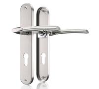 Bwintech 1 jeu de poignée de porte classique en nickel brossé avec trou d'écusson, distance de 195 mm entre les trous de vis, espacement de 70 mm entre les trous de serrure
