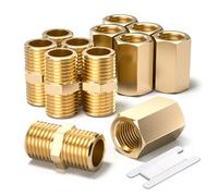 Bwintech 12 pièces 3/8 "à 3/8" femelle et mâle BSP filetage laiton hexagonal mamelon et connecteur de couplage hexagonal pour la Conversion de raccordement de tuyau