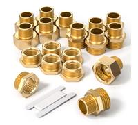 Bwintech 18 pièces 1/4" à 3/8" femelle et mâle BSP filetage laiton hexagonal mamelon et réducteur hexagonal et connecteur de douille hexagonale pour la conversion de raccordement de tuyau