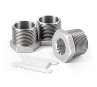 Bwintech 3 Pcs 1/2" mâle vers 1/4" femelle Raccord réducteur à douille hexagonale en acier inoxydable, filetage BSP, pour le raccordement de tuyaux