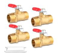 Bwintech 4 Pcs 1/2" Male BSP à 1/2" Male BSP Valvole a sfere pesanti in ottone Mini Valvola a 180 gradi di chiusura a manopola Manopola per raccordi tubi