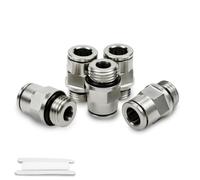 Bwintech 5 Pcs Tubes 4mm OD x filetage mâle 1/4" BSP avec joint torique Raccord pneumatique à verrouillage poussé droit en laiton nickelé