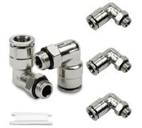 Bwintech 5 Pcs Tubes 6mm OD x filetage mâle 1/4" BSP avec coude O-Ring Laiton nickelé Raccord pneumatique Push to Connect Push Lock