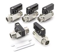 Bwintech 5 pièces 1/2 "BSP mâle x mâle nickelé laiton Mini robinet à boisseau sphérique