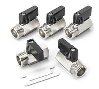 Bwintech 5 pièces 1/4 "BSP femelle x mâle nickelé laiton Mini vanne à boisseau sphérique