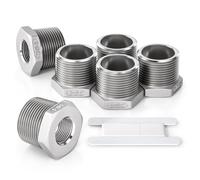 Bwintech 6 Pcs 3/4" mâle vers 3/8" femelle Raccord réducteur à douille hexagonale en acier inoxydable, filetage BSP, pour le raccordement de tuyaux