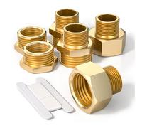 Bwintech 6 pièces 1/8" à 1/4" femelle et mâle filetage BSP mamelon hexagonal en laiton et réducteur hexagonal et connecteur de douille hexagonale pour la conversion de raccordement de tuyau