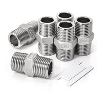 Bwintech 6 pièces 1/8" mâle vers 1/8" mâle BSP en acier inoxydable 304 Raccord à embout hexagonal，Pour la conversion des raccords de tuyauterie