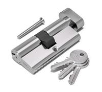 Bwintech Cylindre de serrure à barillet de 90 mm (40/50T) plaqué chrome, serrure à cylindre européen, poignée à bouton avec 3 clés standard, anti-crochetage, anti-choc, anti-perçage, haute sécurité