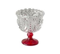Bx9rE7tK3g gobelets en verre Coupes à dessert vintage en relief, 250 ml, transparentes, avec pied coloré Tasses en verre(Red)