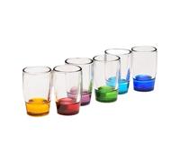 Bx9rE7tK3g gobelets en verre Lot de 6 verres à shot colorés, petits base épaisse transparente 4,5 or whisky, vodka, spiritueux et liqueurs Tasses en verre