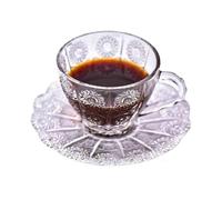 Bx9rE7tK3g gobelets en verre Tasse à café vintage en verre gaufré motif tournesol, 190 ml, transparent sans plomb, avec soucoupe Tasses en verre