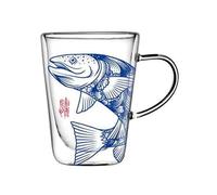 Bx9rE7tK3g gobelets en verre Tasses à café en verre double paroi, décorées de motifs totémiques chinois anciens, transparentes, avec anse, 280 ml Tasses en verre