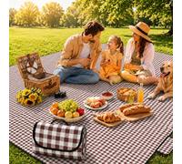 BXFUL Couverture de Pique-Nique Imperméable, Tapis de Pique-Nique de Camping et Léger avec Poignée, Tapis de Plage Lavable et Portable pour Camping, Parc, Randonnée, Jardin (A-Marron,200x300cm)