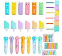 BXUUXA 36 Pièces Mini Surligneurs, Kawaii Marqueurs à Surligner 6 Couleurs Mini Pastel Marqueurs Surligneurs en Forme de Ours/Glace/Griffes de Chat pour Cadeaux Anniversaire Invités Enfant