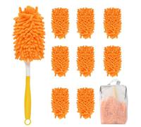 BXUUXA 8 Pièces Plumeau Lavables pour Swiffer Duster, Recharge Magnétique Anti-poussière Chiffons Réutilisables à 360° pour Balai à Poussière Swiffer, Plumeau Poussiere avec 1 Manche et Sac à Linge