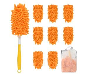 BXUUXA 8 Pièces Plumeau Lavables pour Swiffer Duster, Recharge Magnétique Anti-poussière Chiffons Réutilisables à 360° pour Balai à Poussière Swiffer, Plumeau Poussiere avec 1 Manche et Sac à Linge