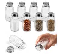 BXUUXA Salière et Poivrière, 10 Pièces Salière et Poivrière Classique Traditionnelle 80ML en Verre et Acier Inoxydable pour Maison Cuisine Épices Restaurant Camping (Transparent)