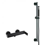 by Paffoni B-Way Set mitigeur de douche mécanique + Barre de douche + Douchette 1 jet + Flexible, Noir mat (SATBSBW268-SET)