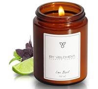 BY VELCHEVA ı Bougie parfumée LIME BASIL ı Cire de noix de coco et de soja ı 30+ heures ı 160ml