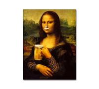 BYAMBD Tableaux Décoration Murale Moderne Portrait De La Joconde avec Le Sourire sur Toile Impression d'art Drôle Et Célèbre pour La Décoration De La Maison du Salon(Une,20x30cm)