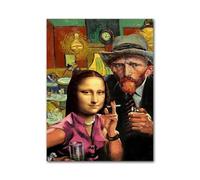 BYAMBD Tableaux Décoration Murale Moderne Portrait De La Joconde avec Le Sourire sur Toile Impression d'art Drôle Et Célèbre pour La Décoration De La Maison du Salon(C,40x50cm)