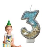 Byeaon Bougies d'anniversaire pour gâteau,bougies pour gâteau,Bougies d’anniversaire numériques | Décorations de étoile de mer bleue, bougies de fête numéro 0-9, décoration de pour fêtes