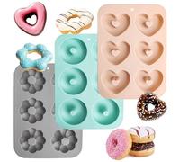 Byffoer Lot de 3 moules à donuts, en silicone, antiadhésifs, pour gâteaux, bagels, muffins, donutmakers, à utiliser avec du chocolat, des bonbons, des glaces, des gâteaux, des biscuits